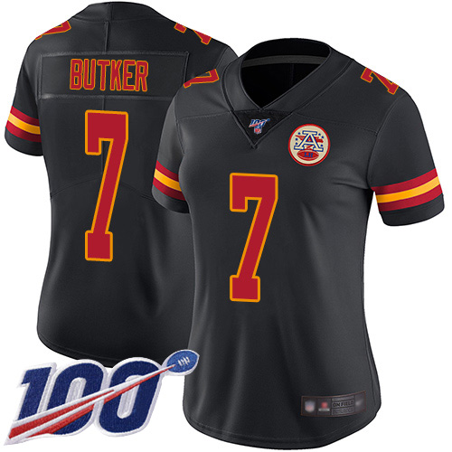 Women Kansas City Chiefs #7 Butker Harrison Limited Black Rush Vapor Untouchable 100th Season Football Nike NFL Jersey